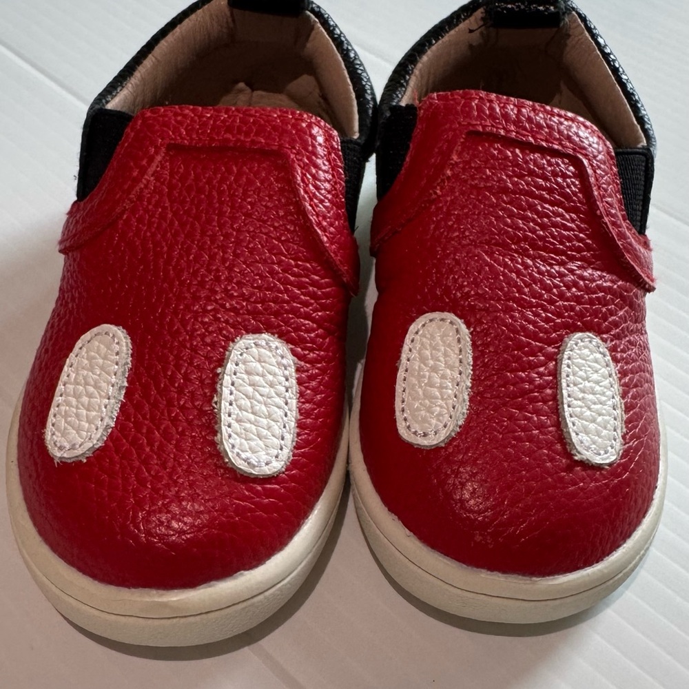 Toddler Mickey Mouse inspired slip-on shoes by Monkey Feet